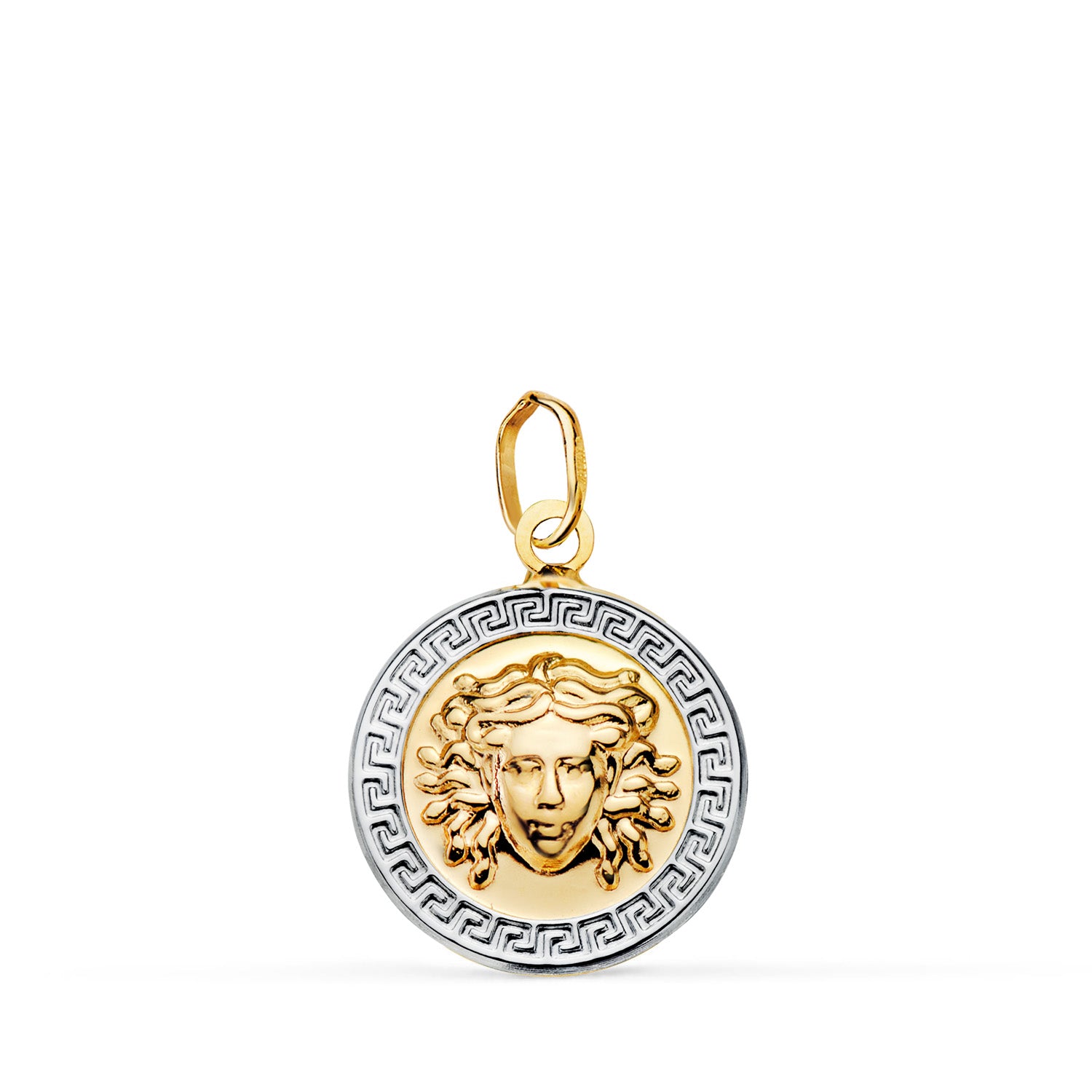 Médaille en Or 18K Bicolore Medusa Greca en Finition Brillante Taille : 15 mm