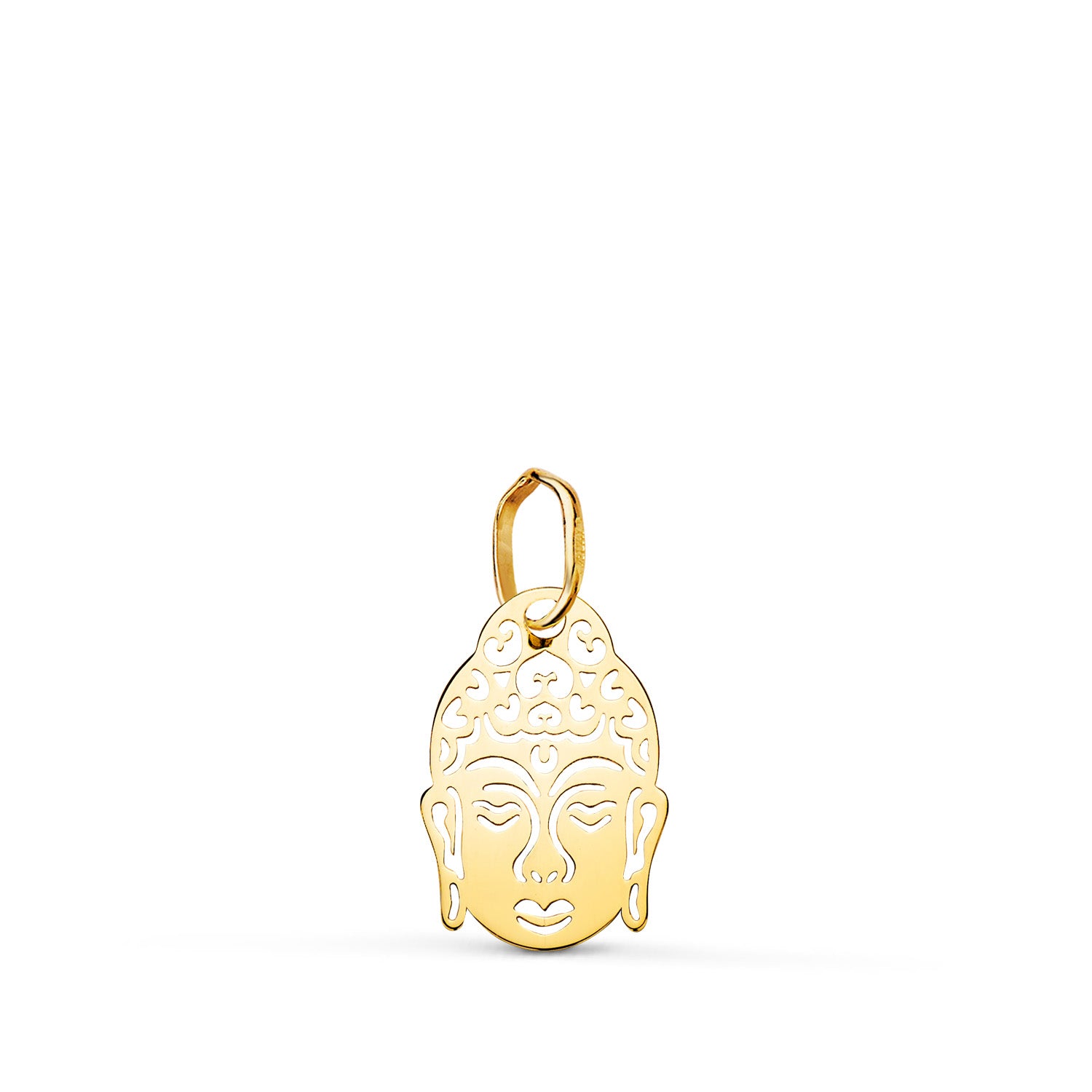 Pendentif Tête de Bouddha en Or Jaune 18K Ajouré Taille : 14 X 9 mm
