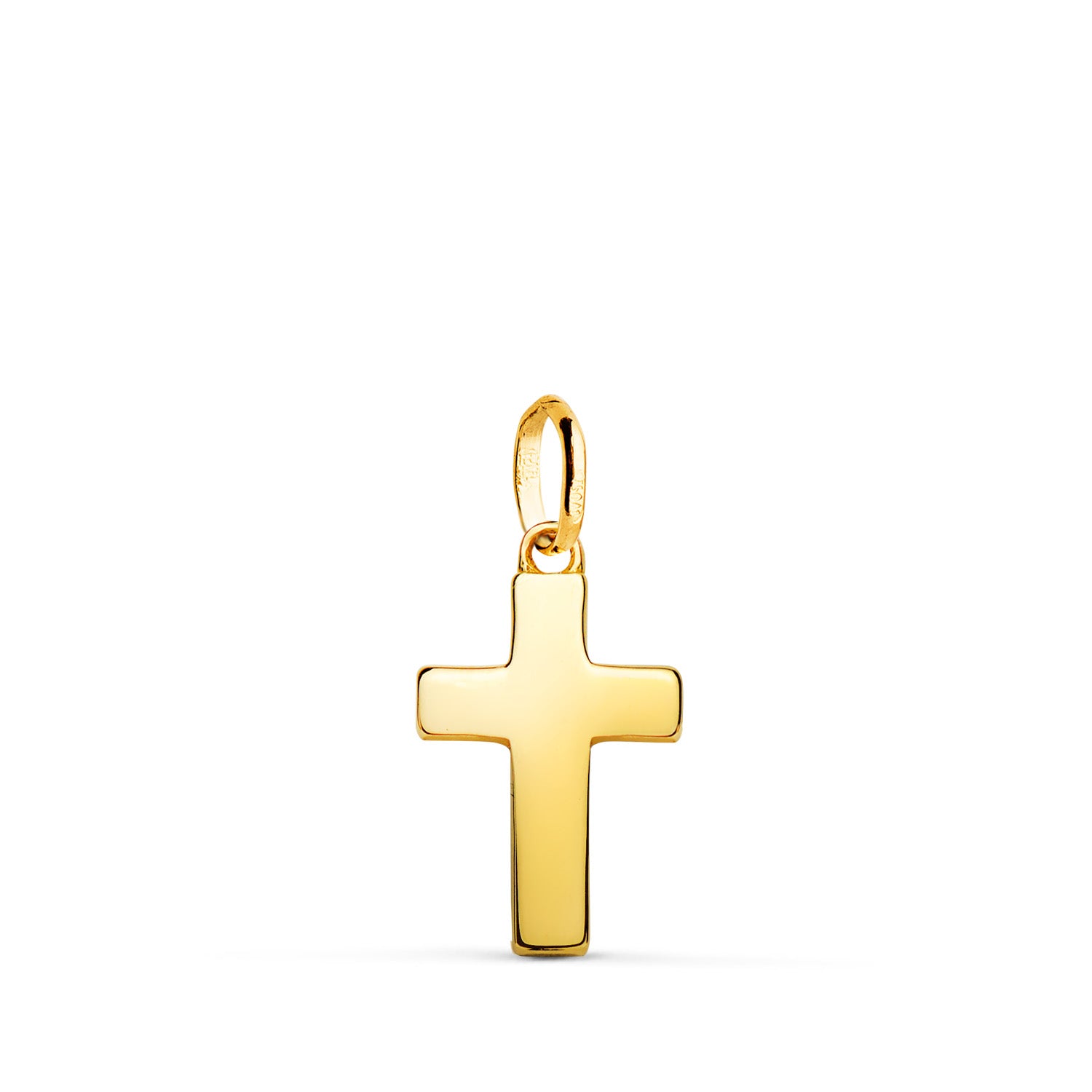 Pendentif Croix Creuse en Or Jaune 18K Brillant 15 X 9 mm Bâton Rectangulaire : 3X1 mm