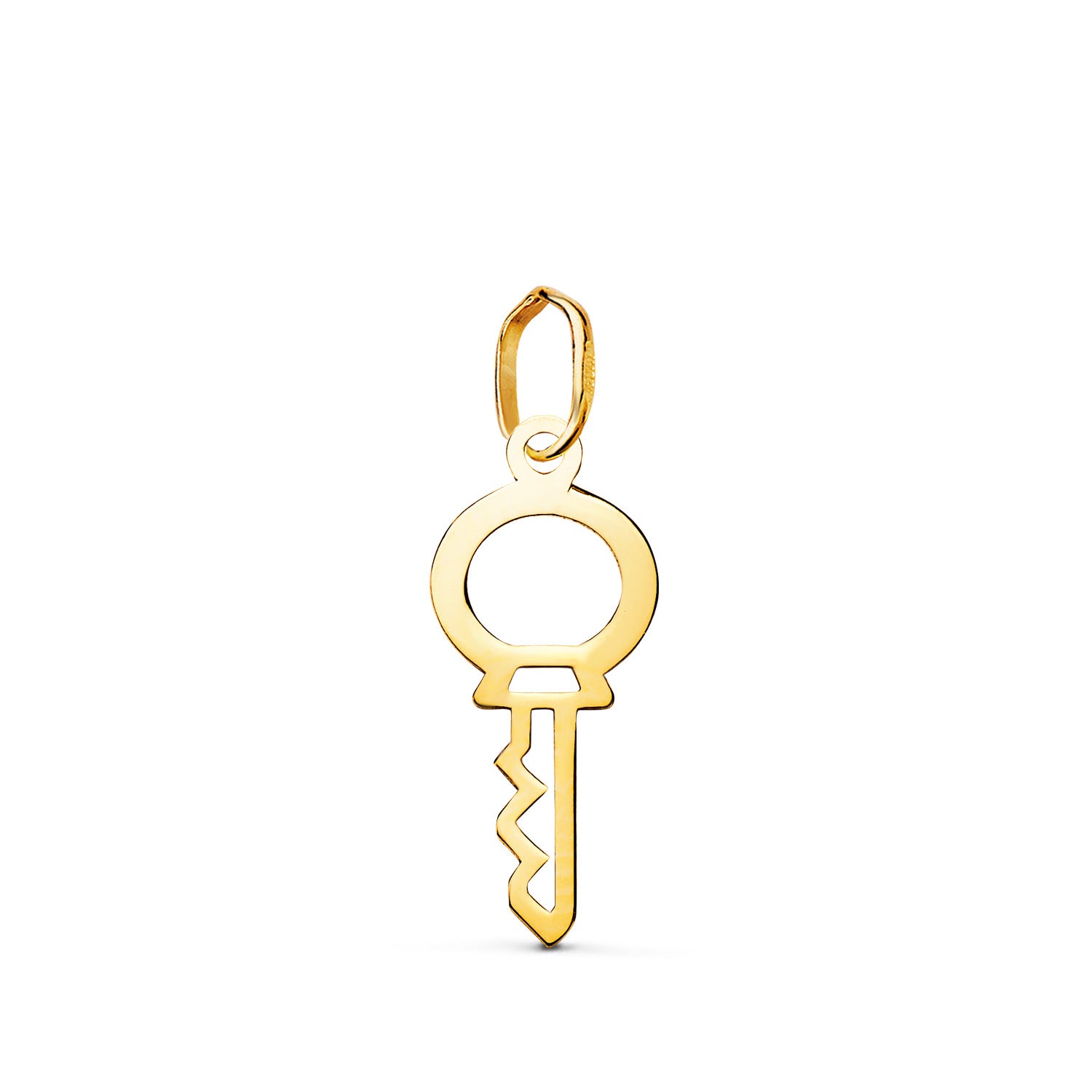 Amulet Pendant in 18 Carat Yellow Gold, Brilliant Openwork Key. Dimensions: 18.5 x 8 mm