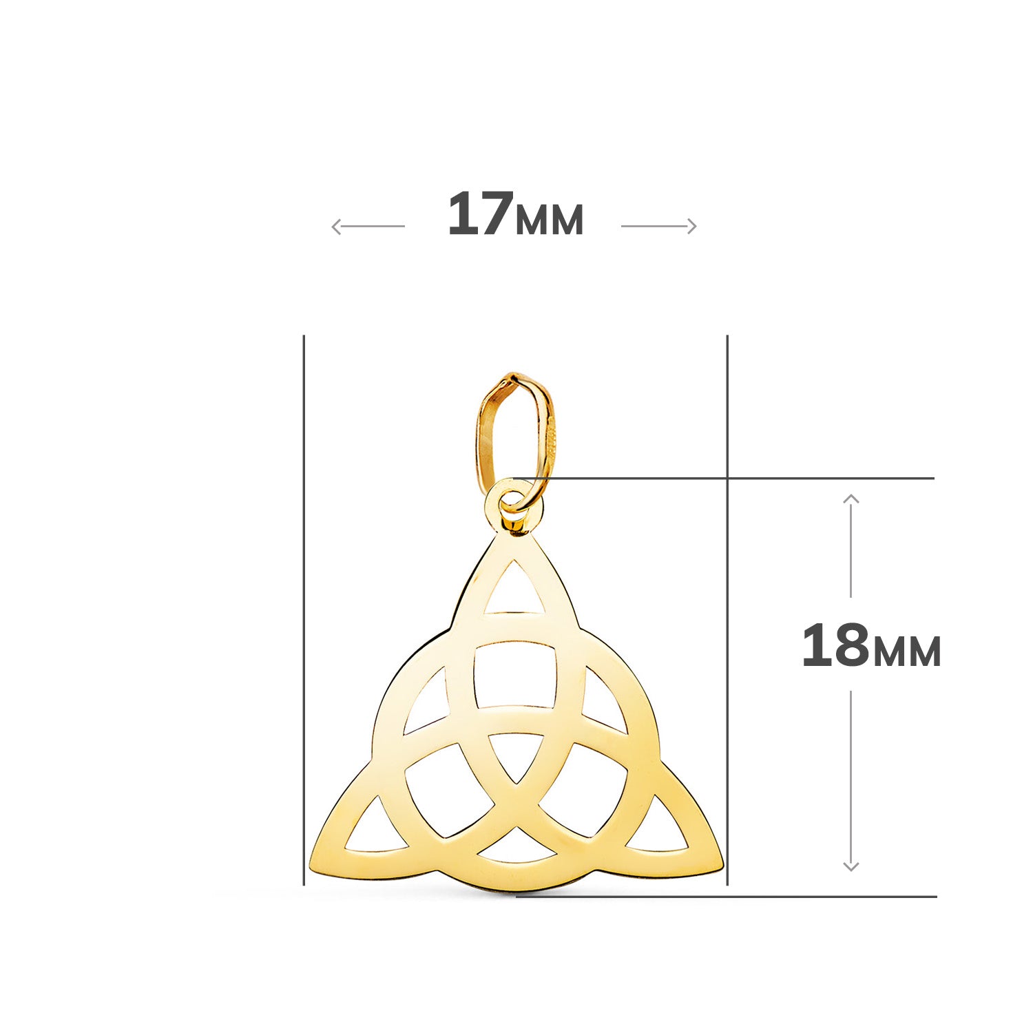 18 Ayar Sarı Altın Kolye Parıltı Ölçüsünde Üçlü Birliğin Sembolü: 18 x 17 mm