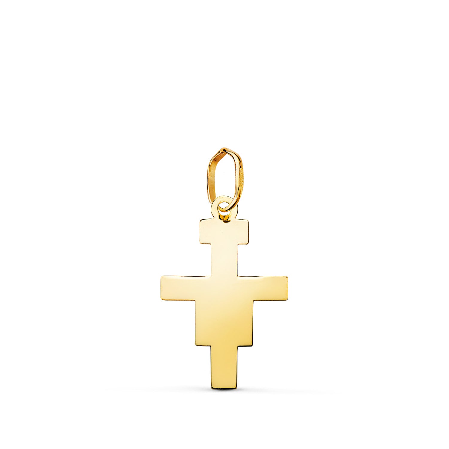 San Damien Cross Pendant i 18 karat gult guld i lysstyrkemål: 18 x 11,5 mm