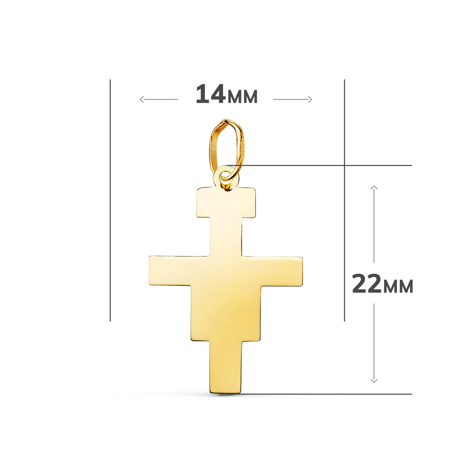 Pendentif Croix de San Damien en Or Jaune 18 Carats en Mesure de Luminosité : 22 X 14 mm