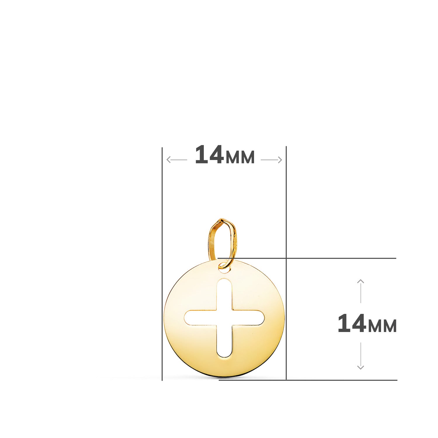 Pendentif Croix de la Vie Éternelle 18K en Mesure de Luminosité : 14 mm