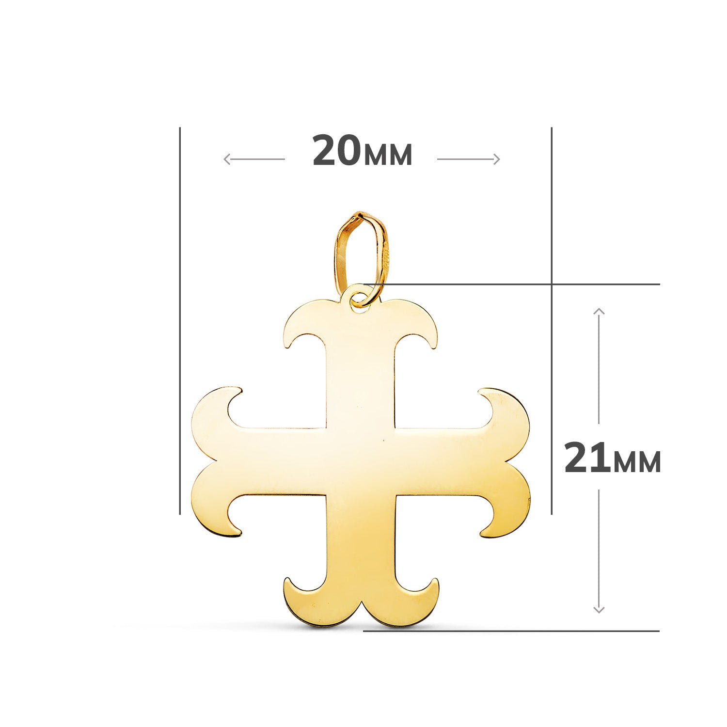 18 Ayar Sarı Altın Ankrajlı Haç Sarkıt Parlaklık Ölçümü: 21 x 20 mm
