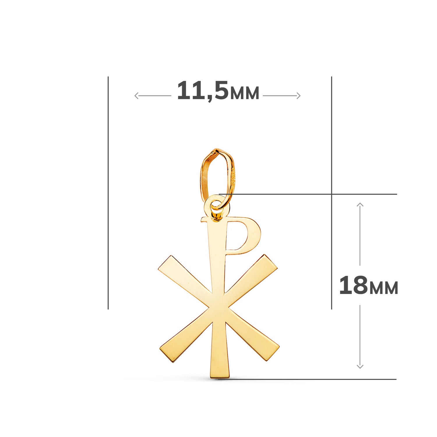 Pendentif Croix en Or Jaune 18 Carats en Mesure de Luminosité : 18 X 11,5 mm