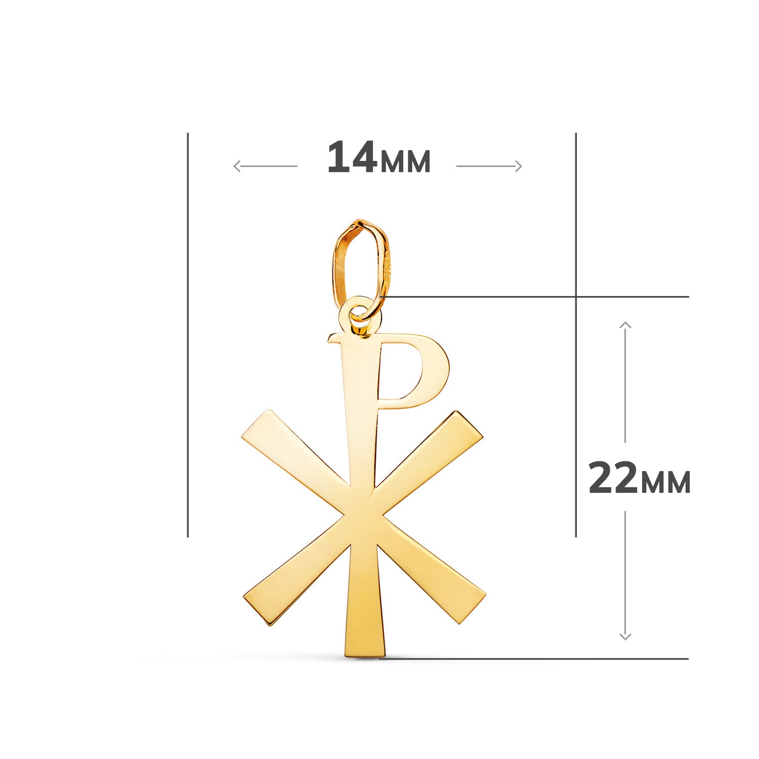 Pendentif Croix en Or Jaune 18 Carats en Mesure de Luminosité : 22 X 14 mm