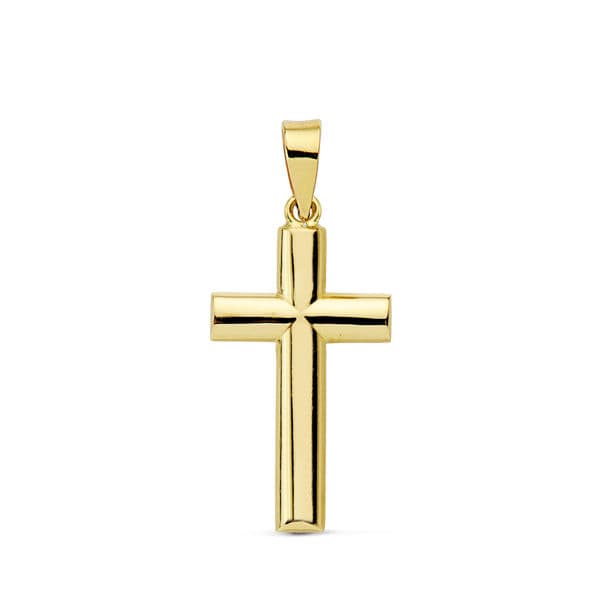 Cruce Aur Galben 18K Lemn Oval Neted 21X12 mm