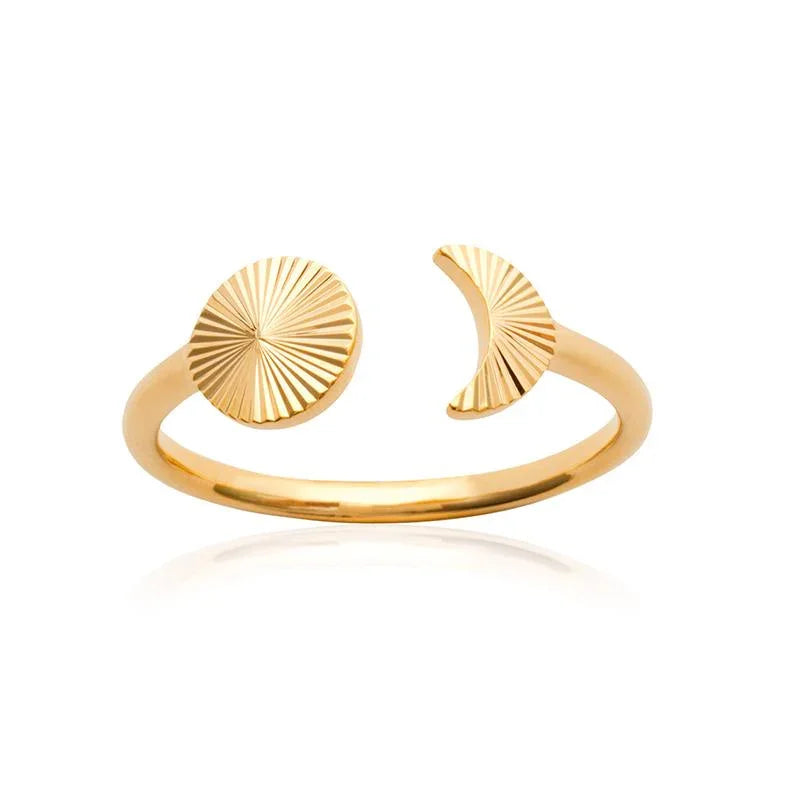 Sun Moon Open Ring – Guldpläterad | Azulin view 3