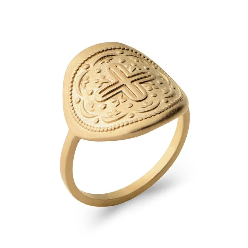 Anillo con medallón chapado en oro / | Azuline