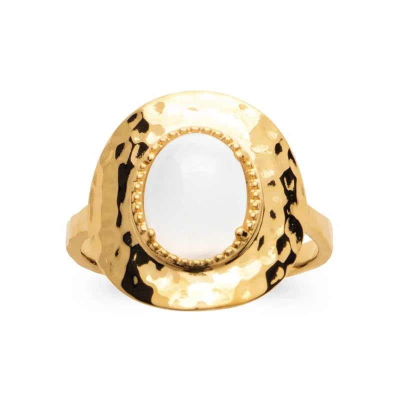 Anillo de piedra lunar chapado en oro / | Azuline ver 3