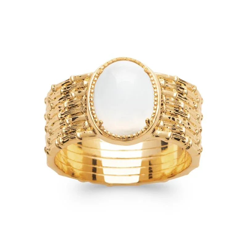 Inel Moonstone placat cu aur / | Vedere Azulin 3