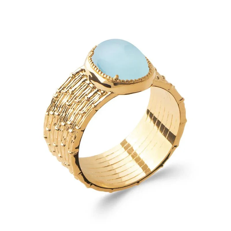 Anello in agata blu placcata in oro / | Azuline