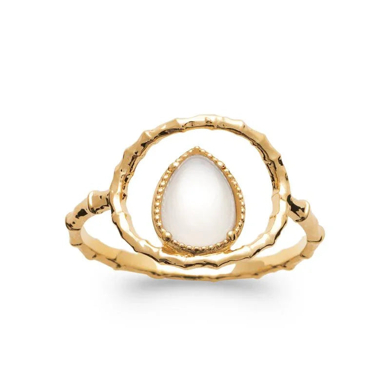 Oval stenring – guldpläterad | Azulin view 3