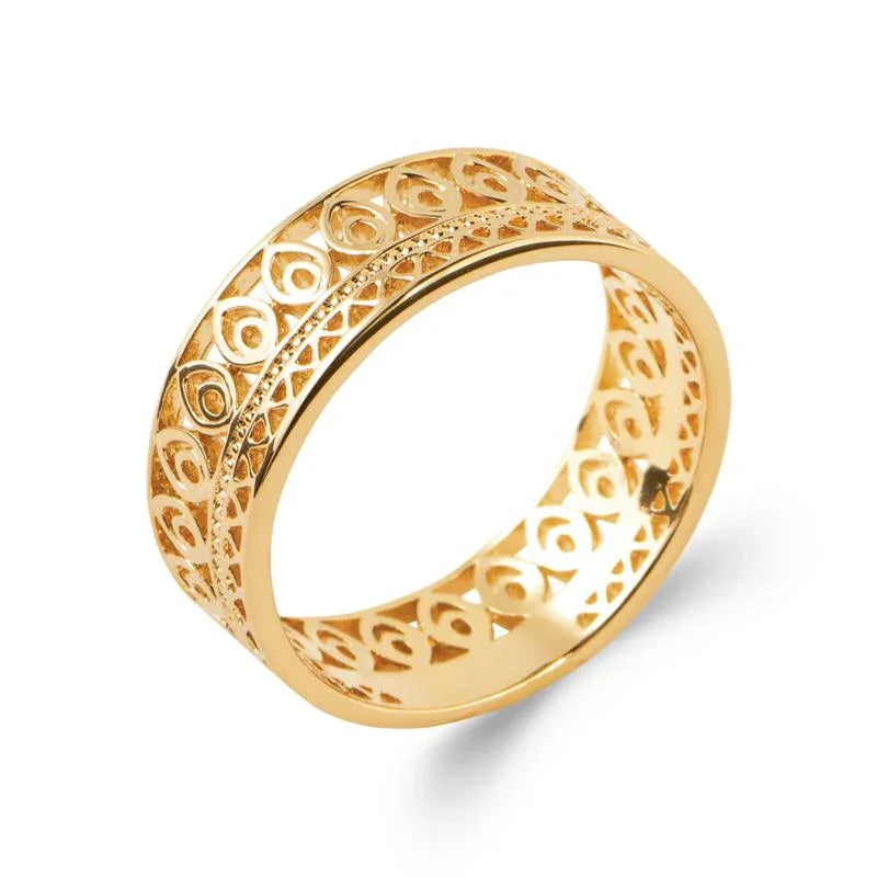 Anel com padrão espiral aberto – banhado a ouro | Azuline