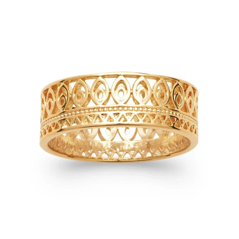 Anello con motivo a spirale traforato - Placcato in oro | Azuline vista 3