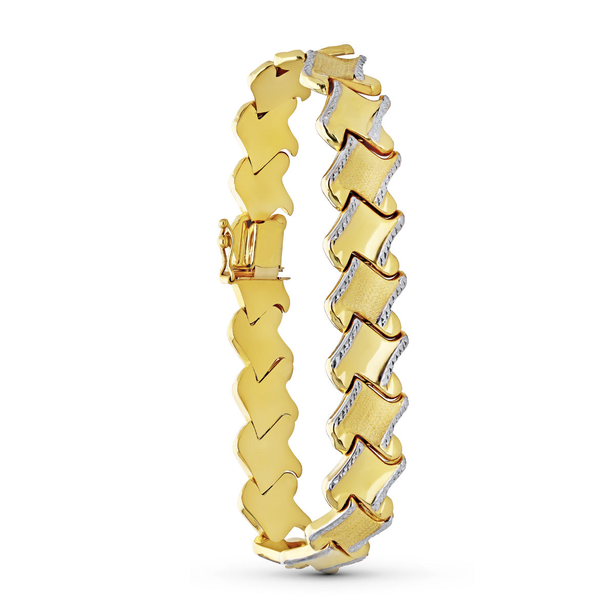 Bracelet Estampillé en Or Bicolore 18 Carats