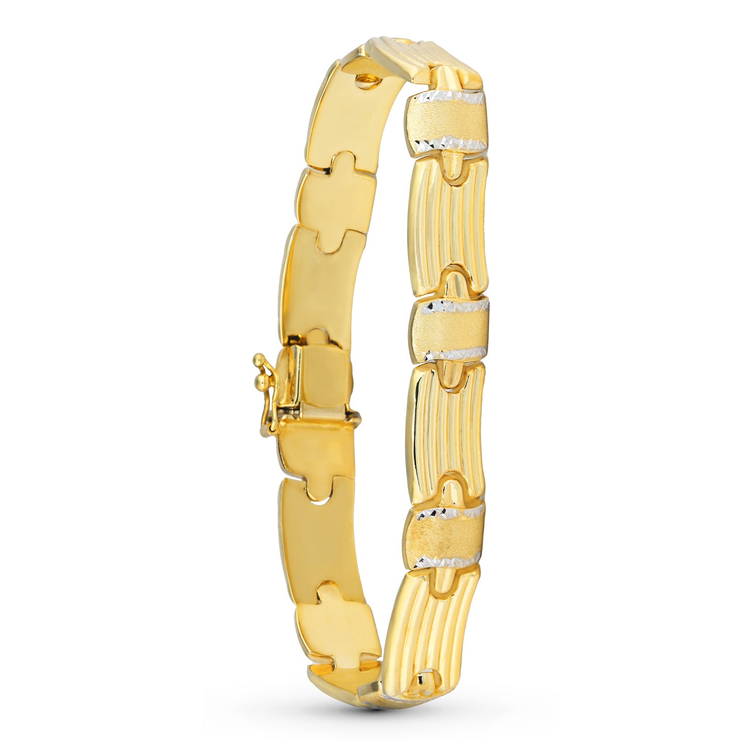 Bracelet Estampillé en Or Bicolore 18 Carats