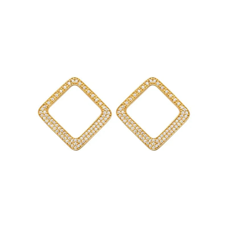 Cuadrado - Pendientes - Chapado en Oro