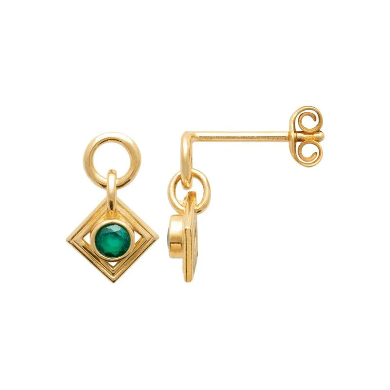 Diamante - Verde - Placcato oro - Orecchini vista 2