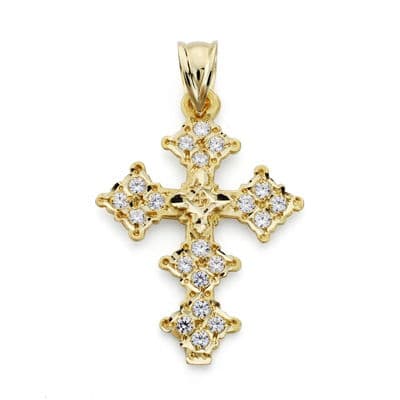 Croix Or Jaune 18K Zircon Canjayar 31X22 mm