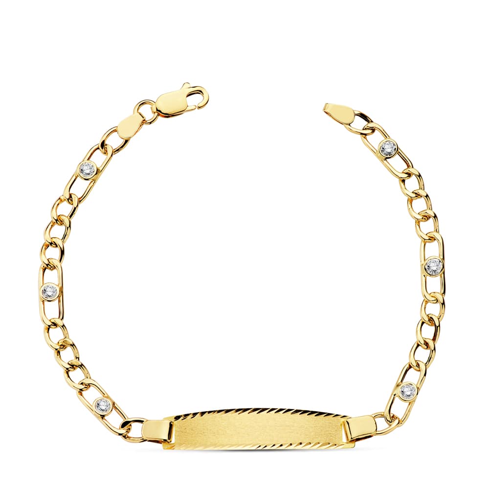 Gourmet Bracelet Or Jaune 18K Zircones Creuses 185 Cm
