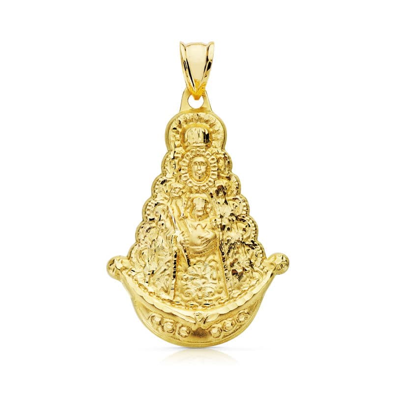 18K Gul Guld Medal Virgin Del Rocio Silhouette 35X25 mm