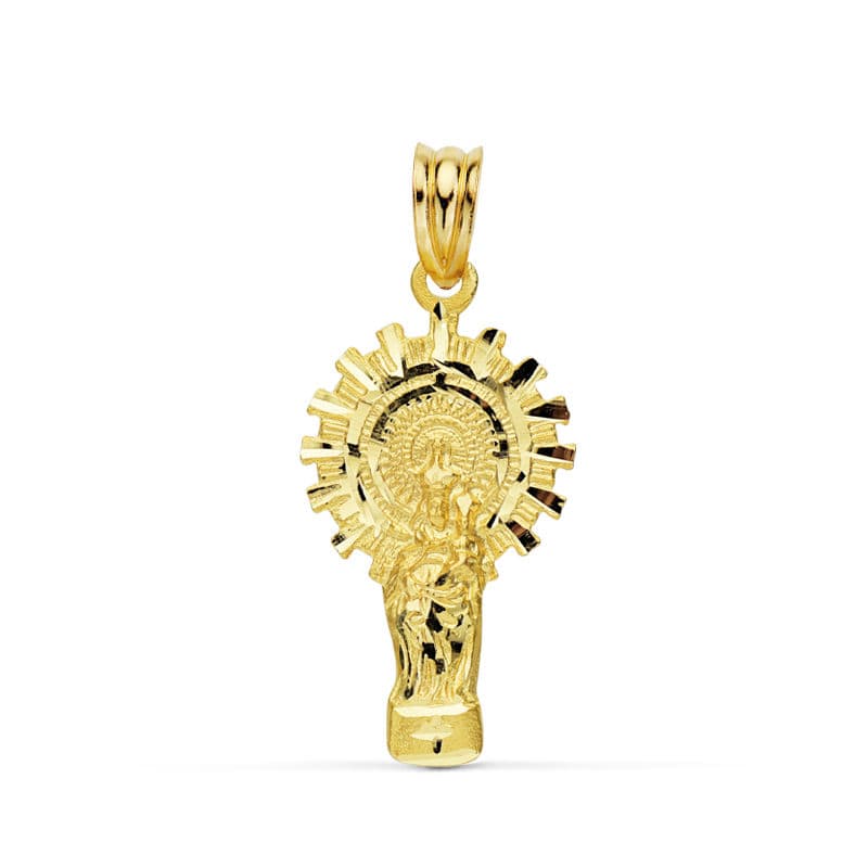 Médaille Or Jaune 18K Silhouette Pilier Vierge 28X15 mm