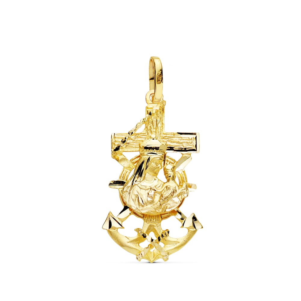 Sømandskorset Jomfru Del Carmen 18K Gul Guld 27X15 mm