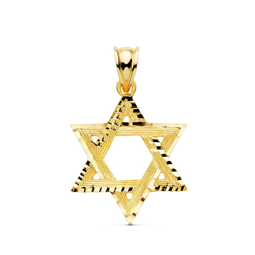 Pendentif Or Jaune 18K Diamantéeétoile de David 31X25 mm