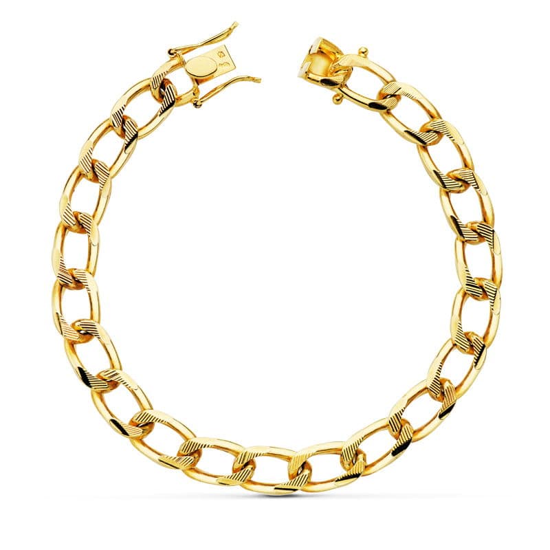 Bracelet Solide Or Jaune 18K Bracelet 8 mm 22CM