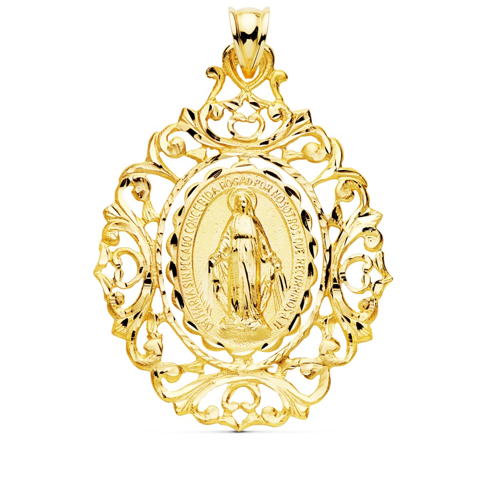 18K medaile Miraculous Virgin Surrounded 46X35 mm