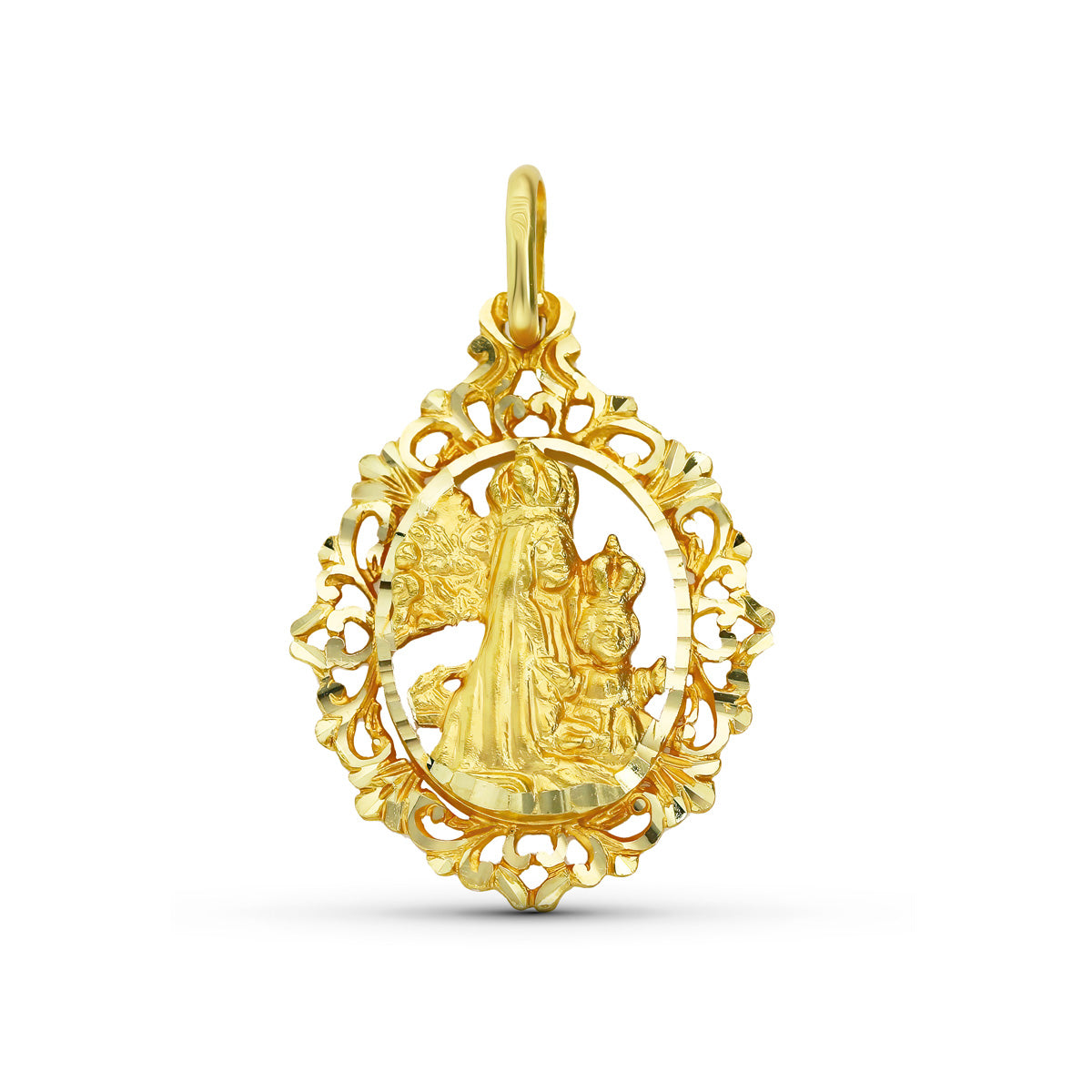 18K Médaille Vierge de la Sante 29 X 22 mm