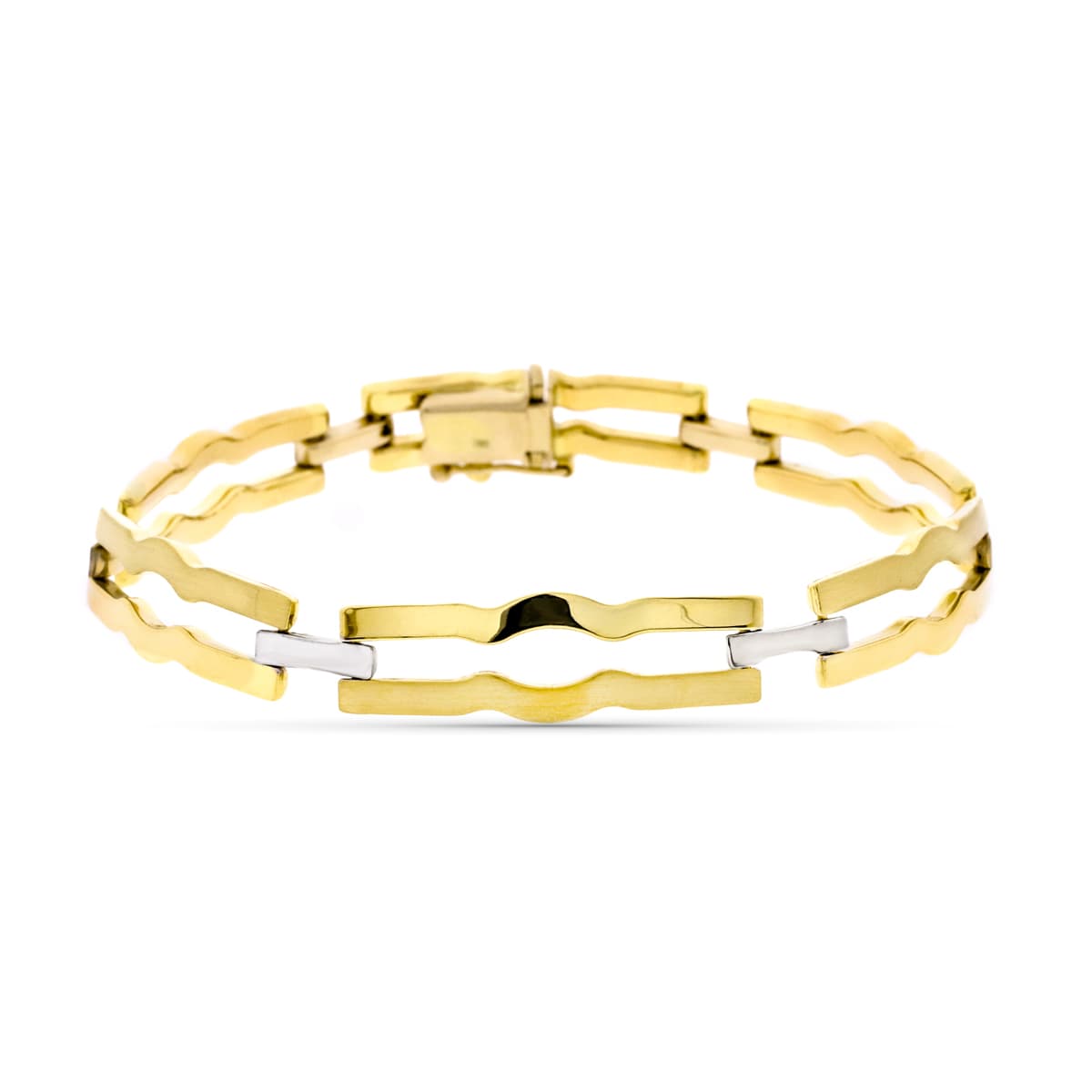 18K Bracelet Or Bicolore Mate et Brillant
