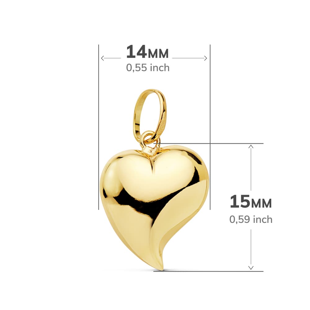 18K guld hjertevedhæng 17X14MM