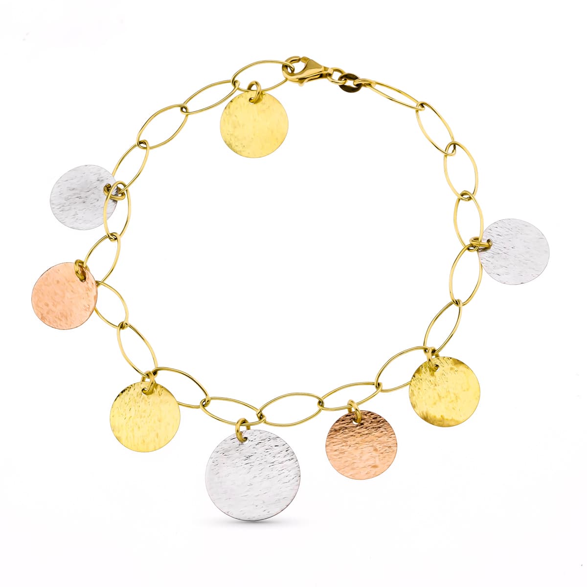 18K Tricolor Chapitas armband