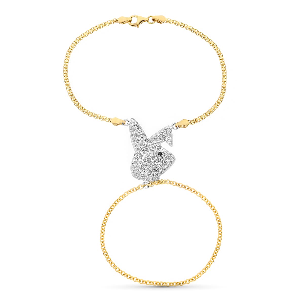 18K Bracelet Or Bicolore Lapin