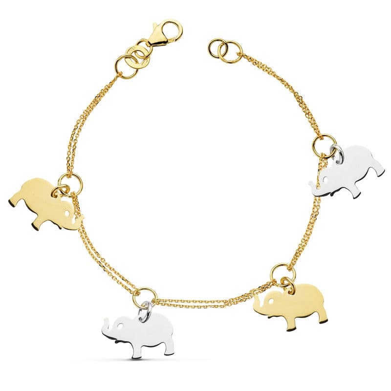Brățară elefant bicolor 18K 19CM