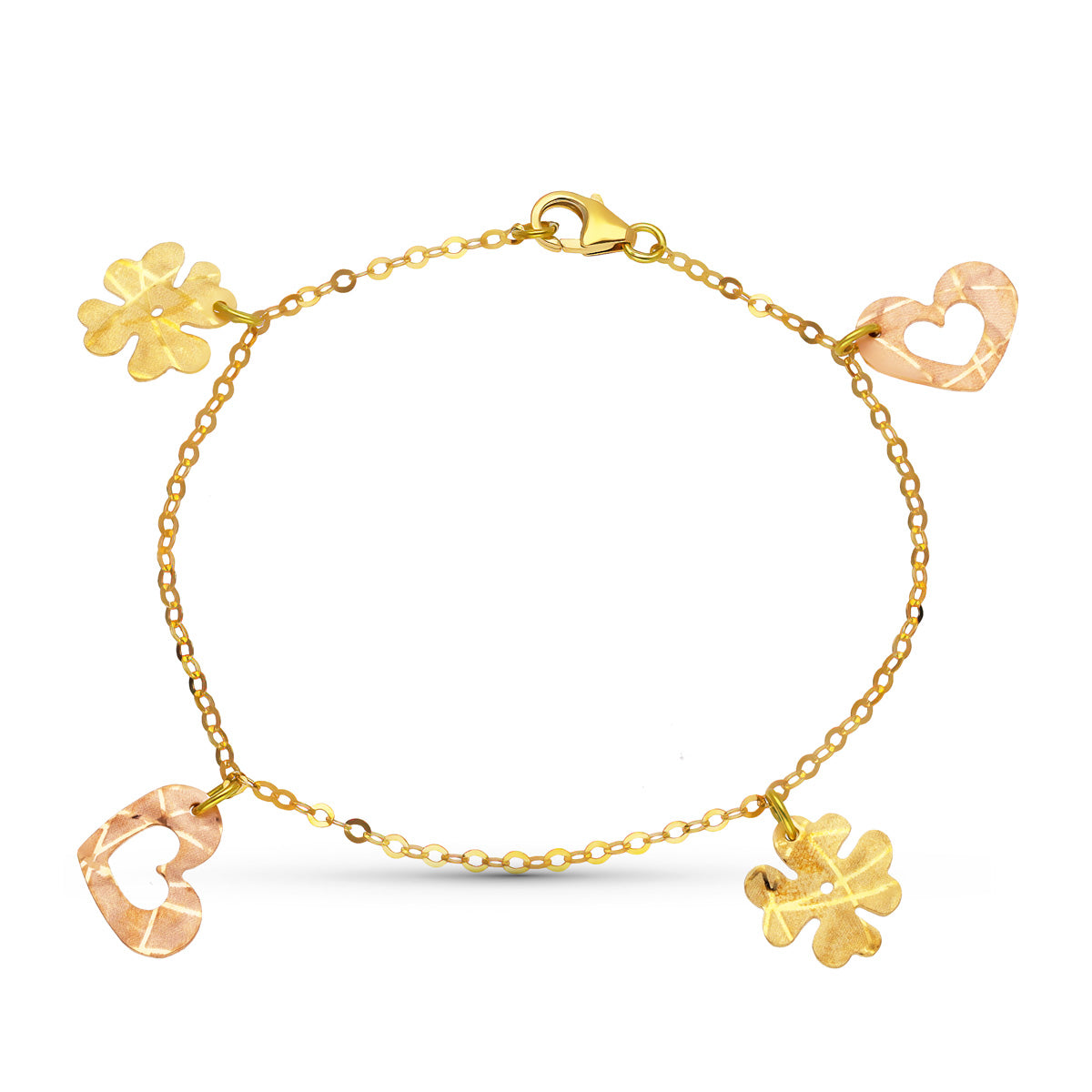 Padrões de pulseira de ouro em dois tons 18K