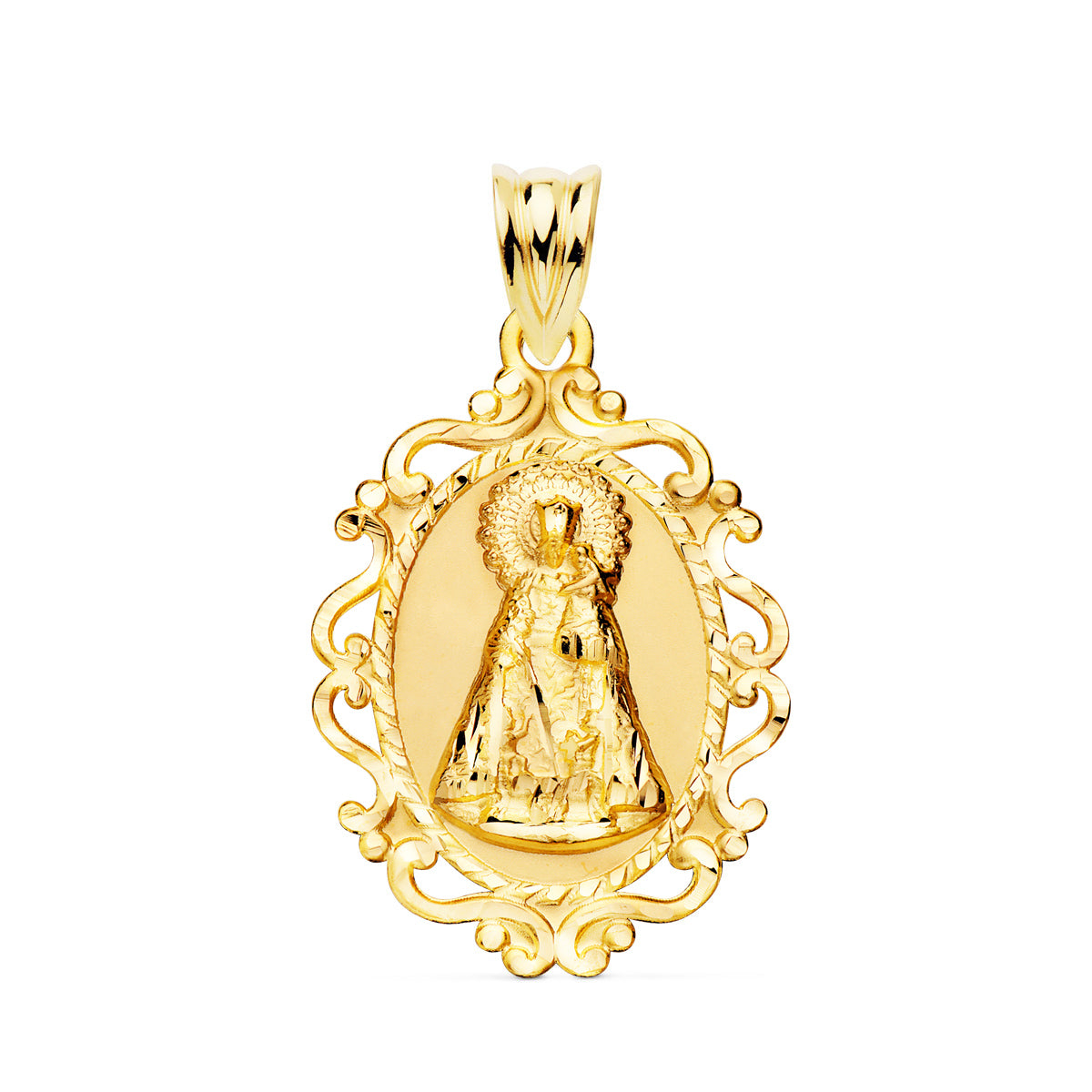 Médaille Or Jaune 18K Vierge de la Clôture Utile 31X21 mm