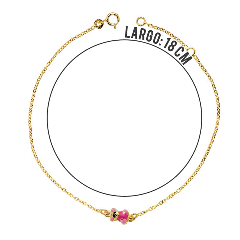 Bracelet Ours Or Jaune 18K Émail 18 Cm