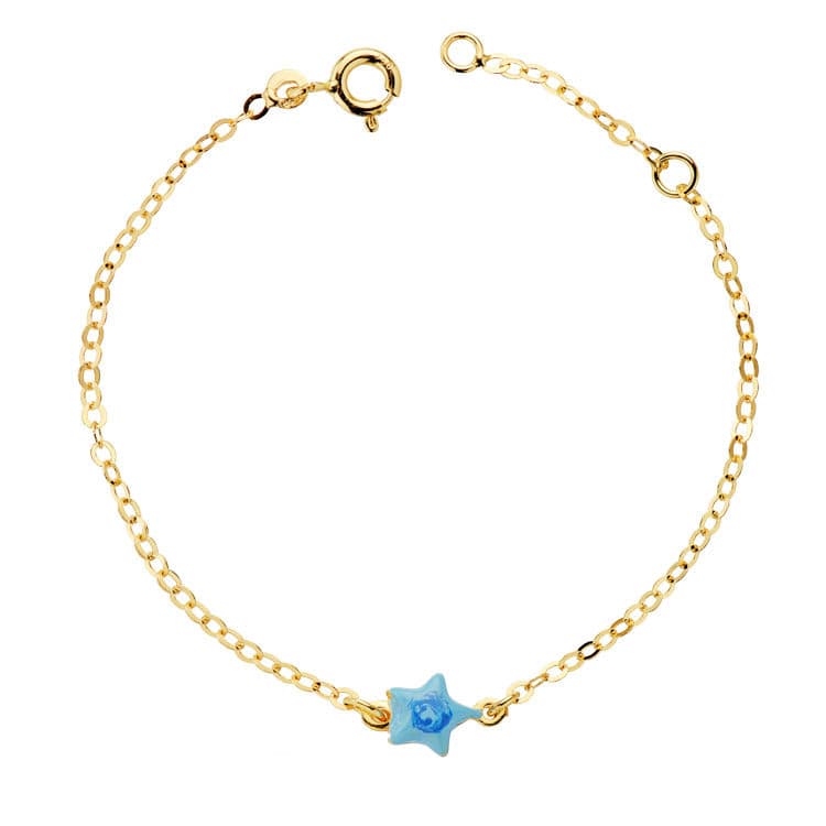 Baby Star Armbånd Emalje 18 KARTER Gul Guld14 Cm