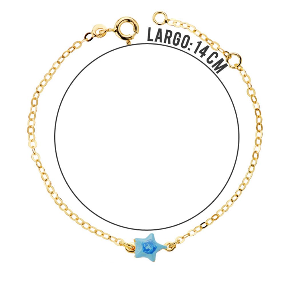 Baby Star Armbånd Emalje 18 KARTER Gul Guld14 Cm