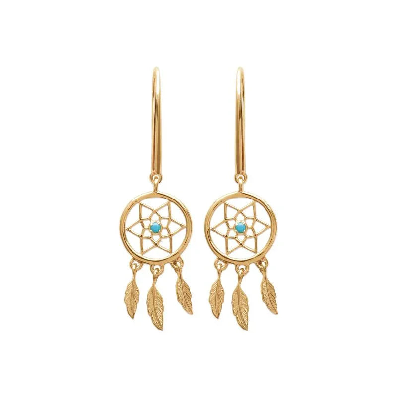 Dream Catcher - Gold Plated - Earrings