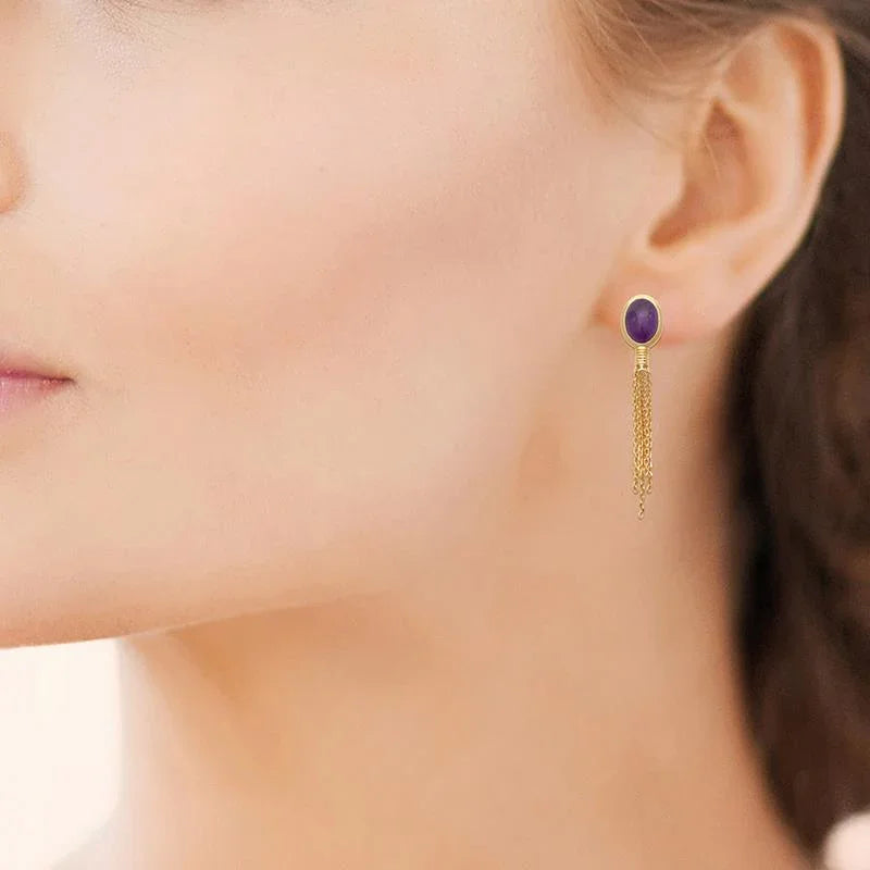 Ketting - Amethist - Oorbellen - Verguld