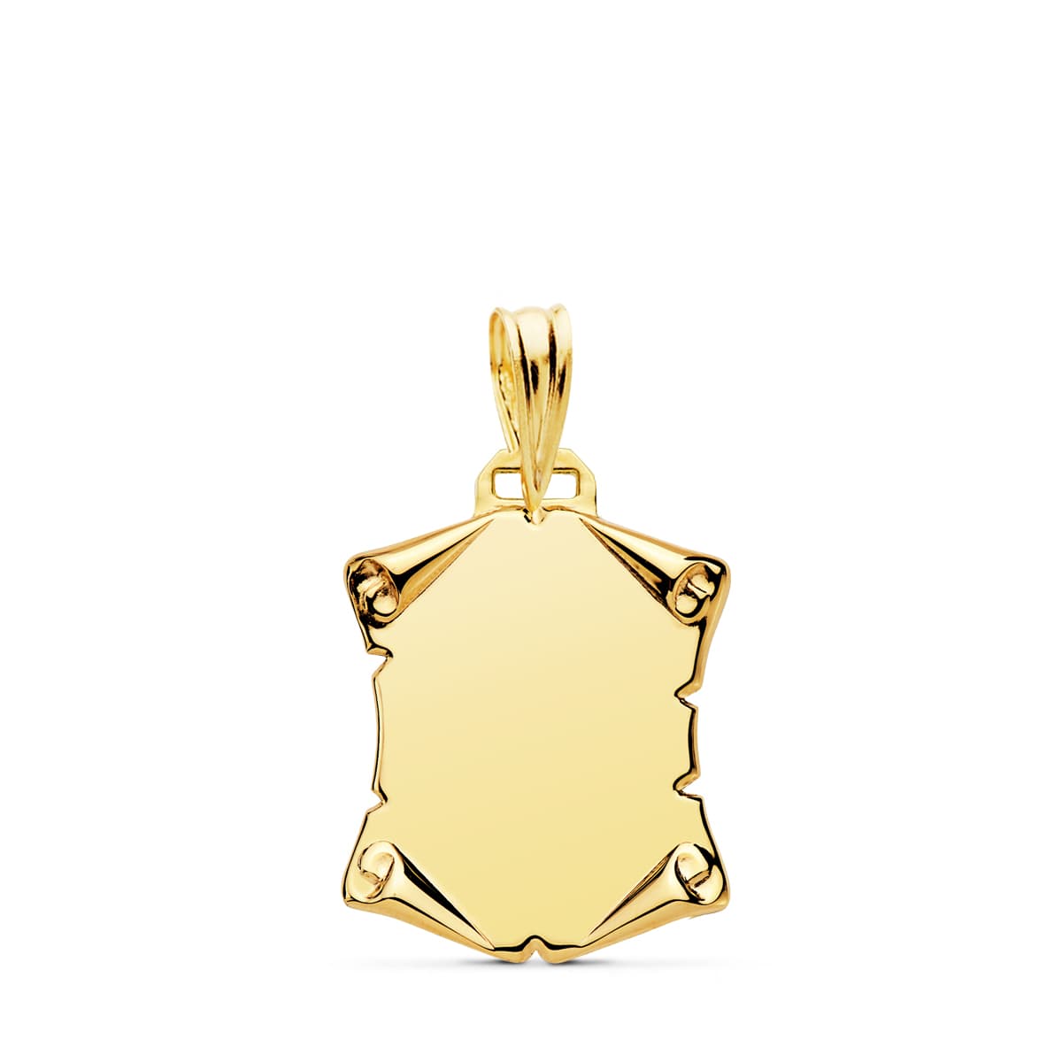 Pergament vedhæng plade 18K Glat Gul Guld plade 18X14 mm