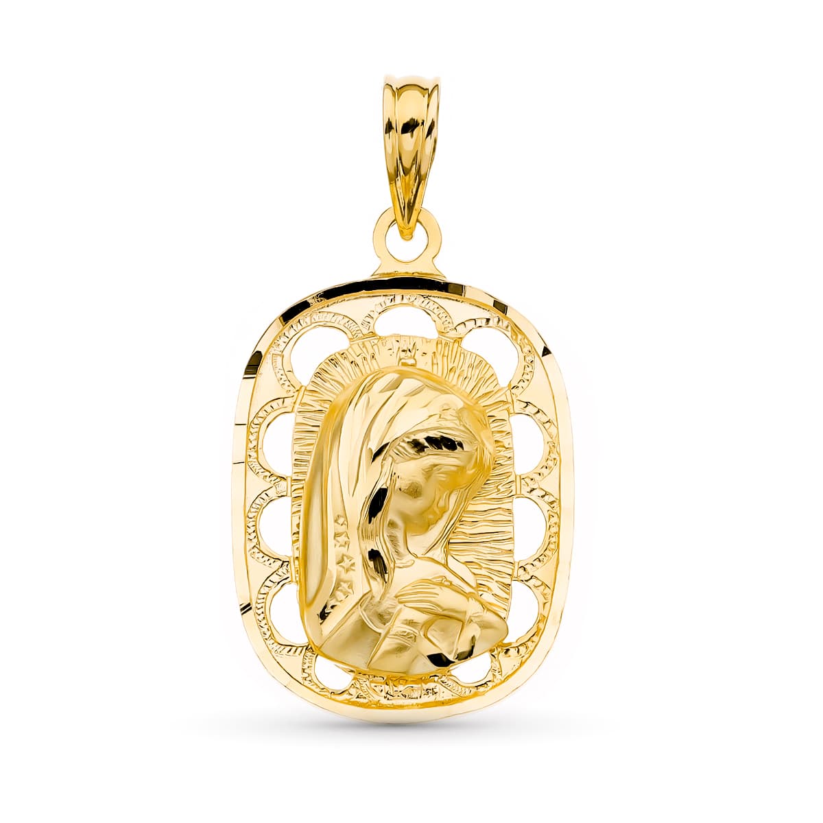 18K sárga aranyérem Szűz lány 23X15 mm