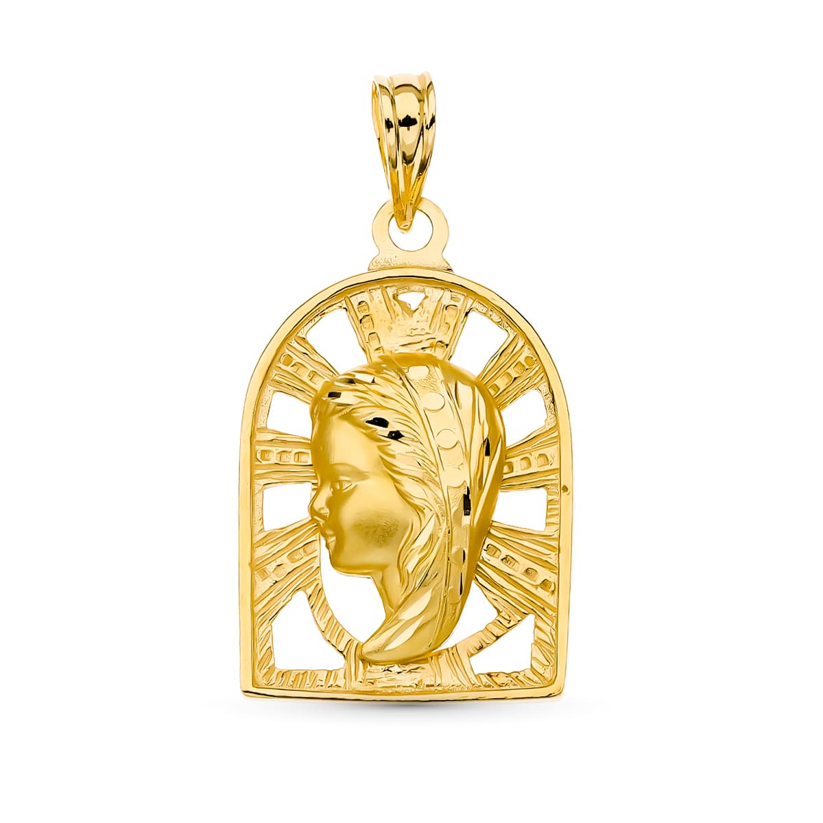 Médaille Or Jaune 18K Vierge Fille 23X15 mm