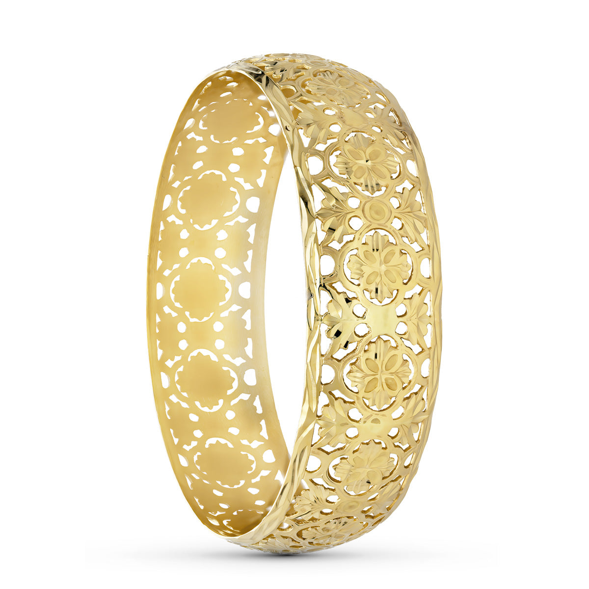 Bracelet Demi-manche en Or Jaune 18K Or Jaune Moorish Rond Mesure Intérieure 73 mm Largeur Totale 22 mm Sans Fermoir