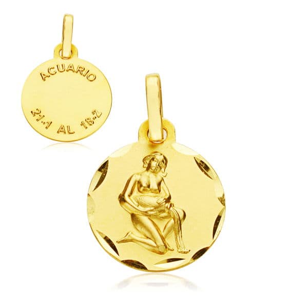 18 Karat Sternzeichen-Medaille Wassermann, 13 mm